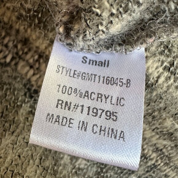 Women's Striped Open Front Waterfall Sweater - Small, Grey and White - Picture 5 of 6